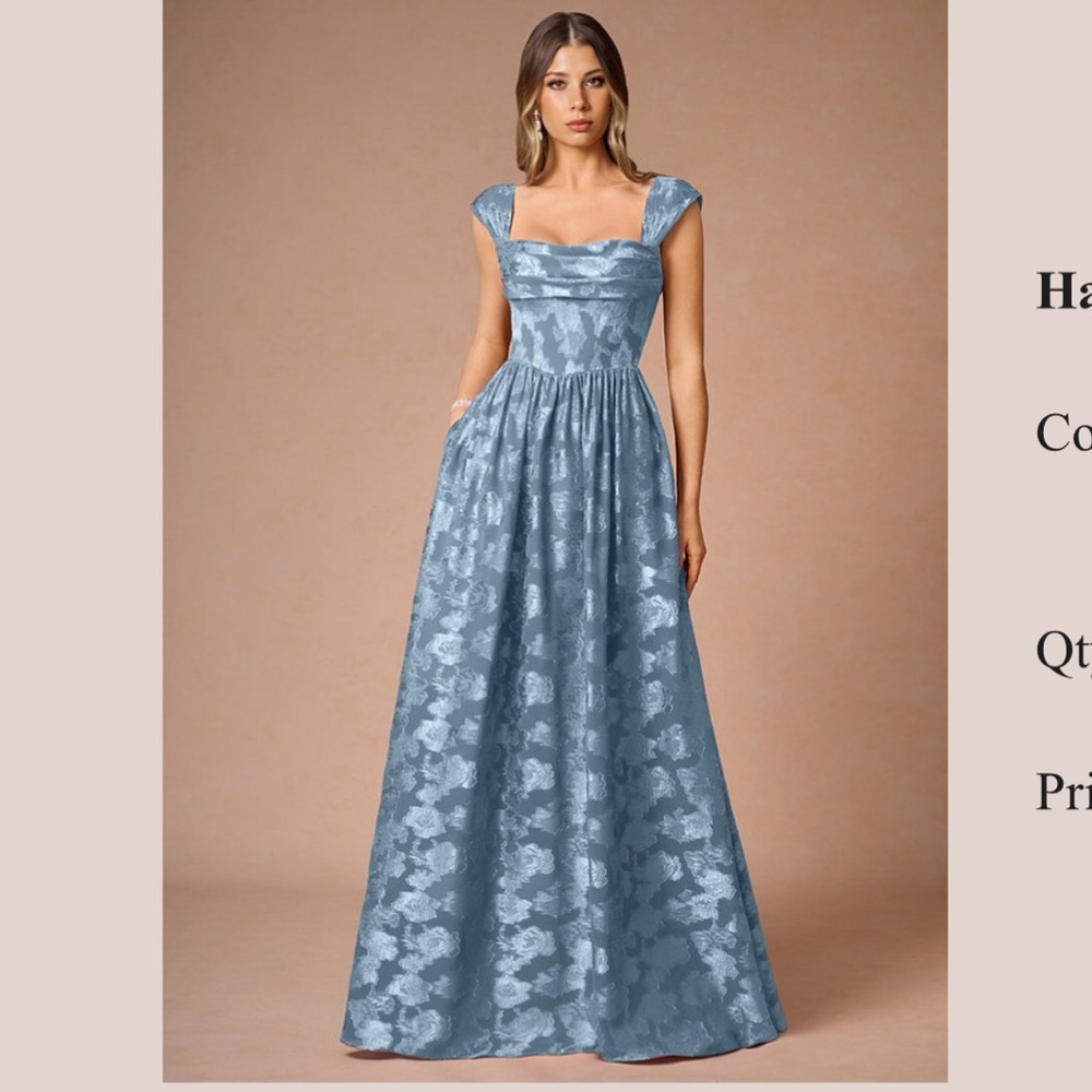 AZAZIE HAZEL DUSTY BLUE PLEATED MAXI DRESS FORMAL GOWN